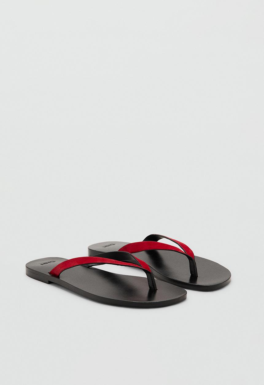 MANGO - Wave1 suede thong - red