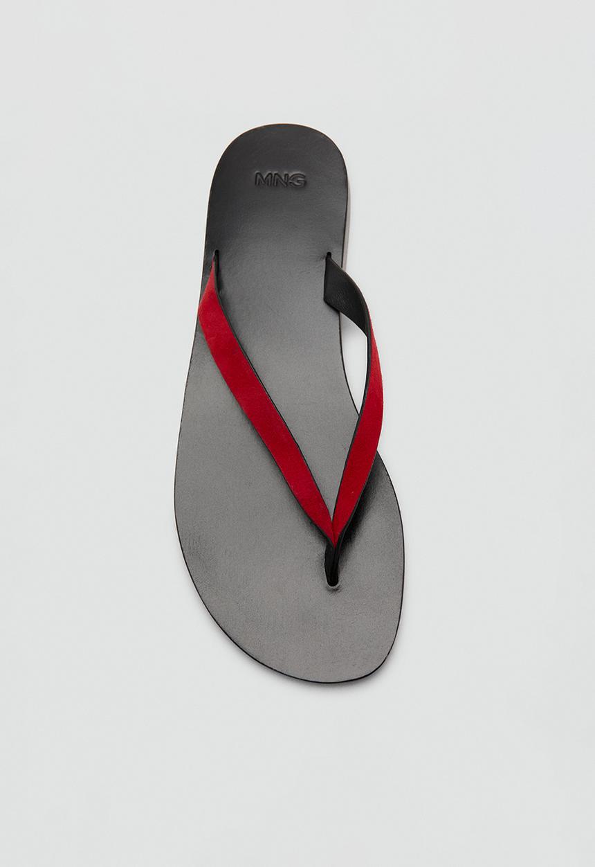 MANGO - Wave1 suede thong - red