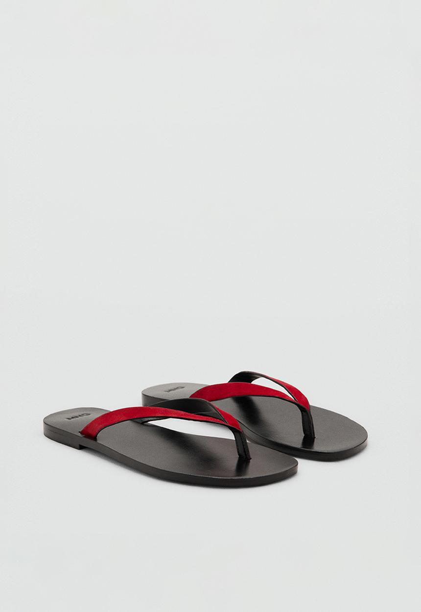 MANGO - Wave1 suede thong - red