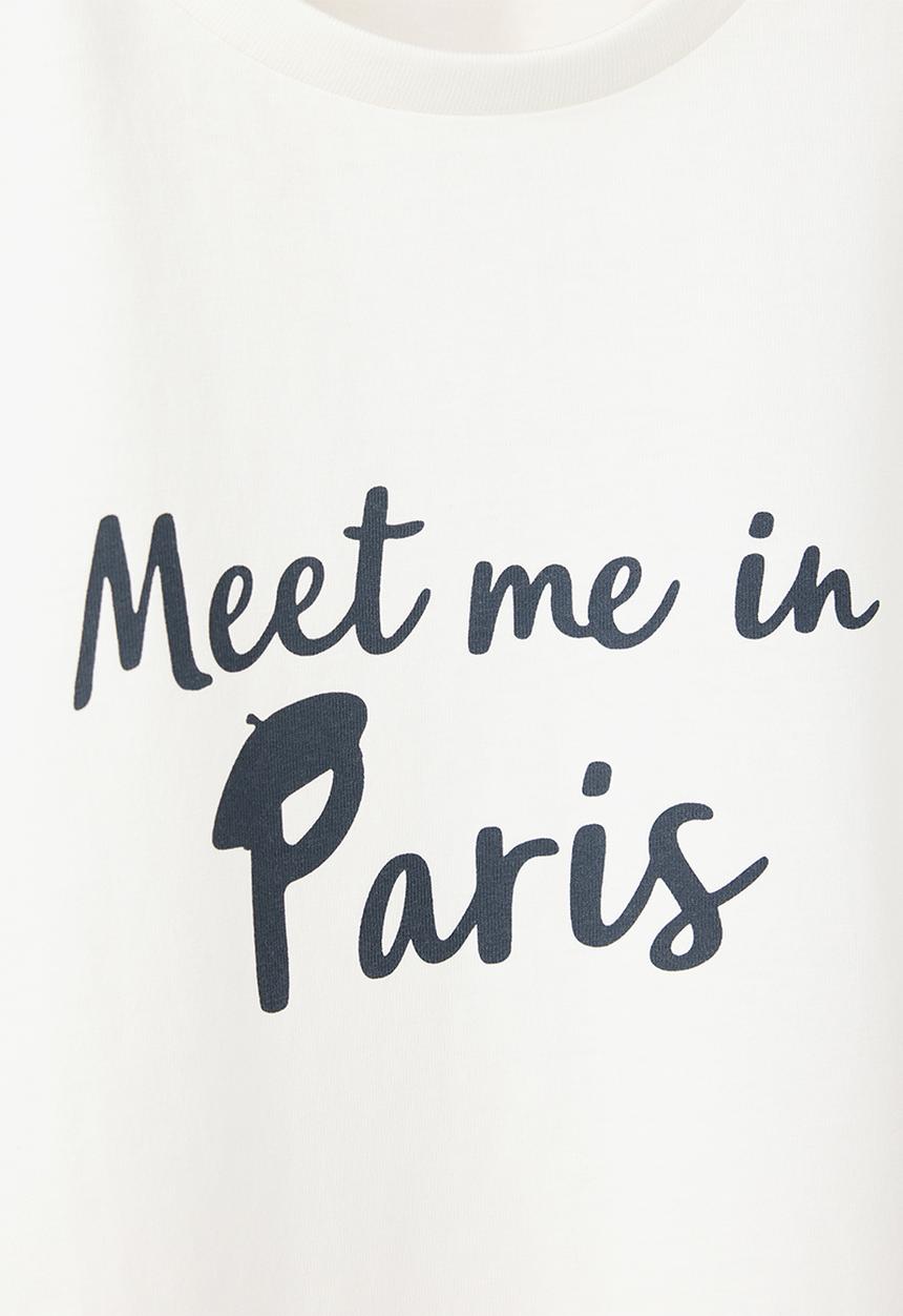 MANGO - T-Shirt Paris - Natural