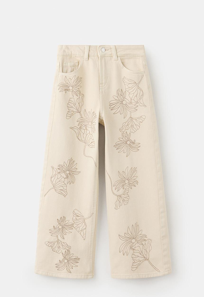 MANGO - Jeans Flor - Light Beige