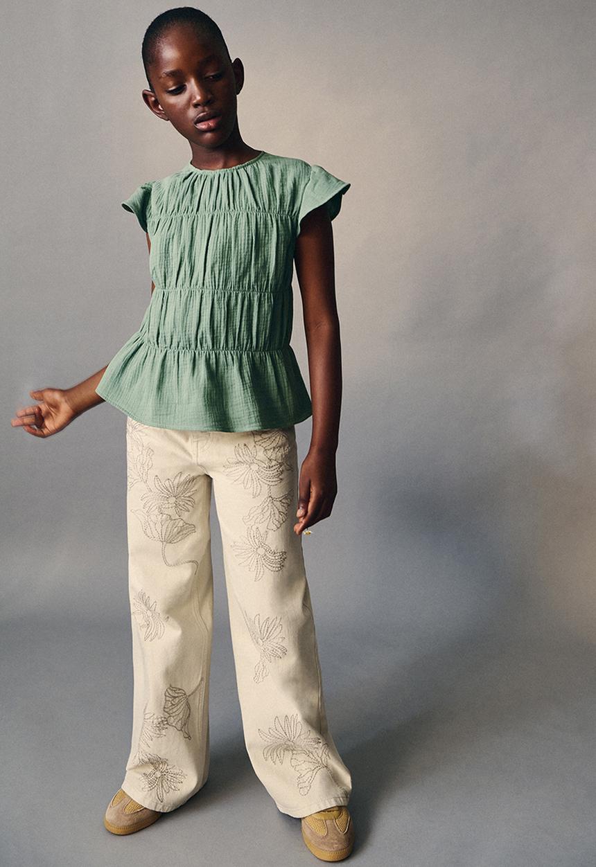 MANGO - Jeans Flor - Light Beige