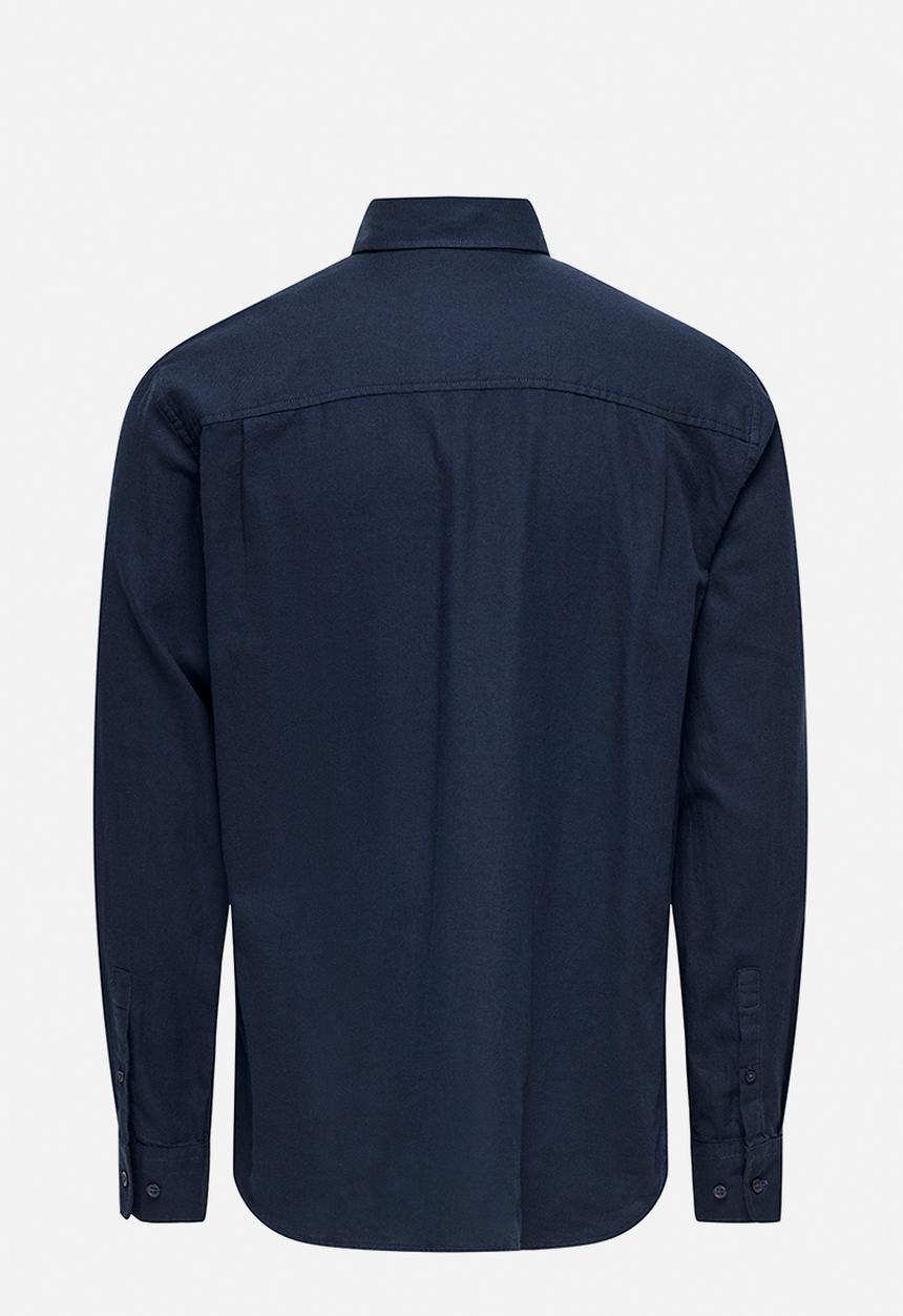 Only & Sons - Mars Reg Fit Long Sleeve Shirt - Black Iris/Dark Saphi