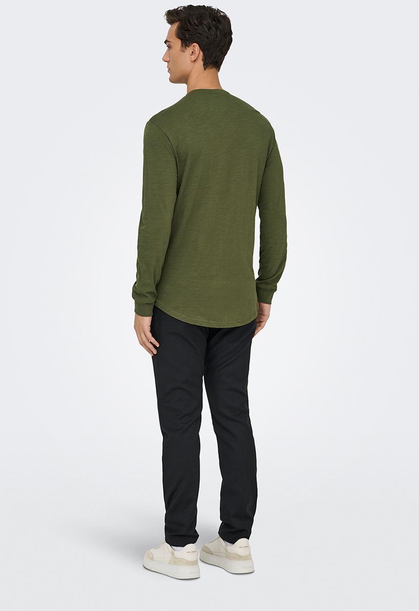 Only & Sons - BENNE HENLEY REG LS TEE VD - Olive night
