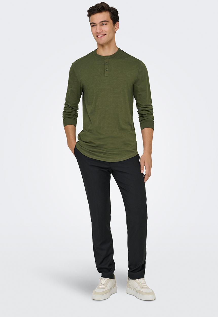 Only & Sons - BENNE HENLEY REG LS TEE VD - Olive night