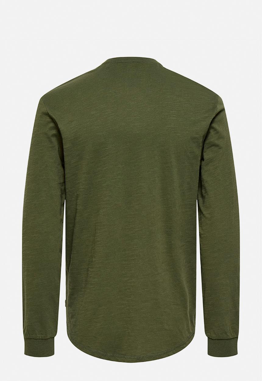 Only & Sons - BENNE HENLEY REG LS TEE VD - Olive night