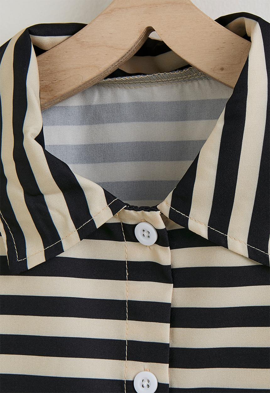 Pop Candy - Even striped shirt and shorts - beige