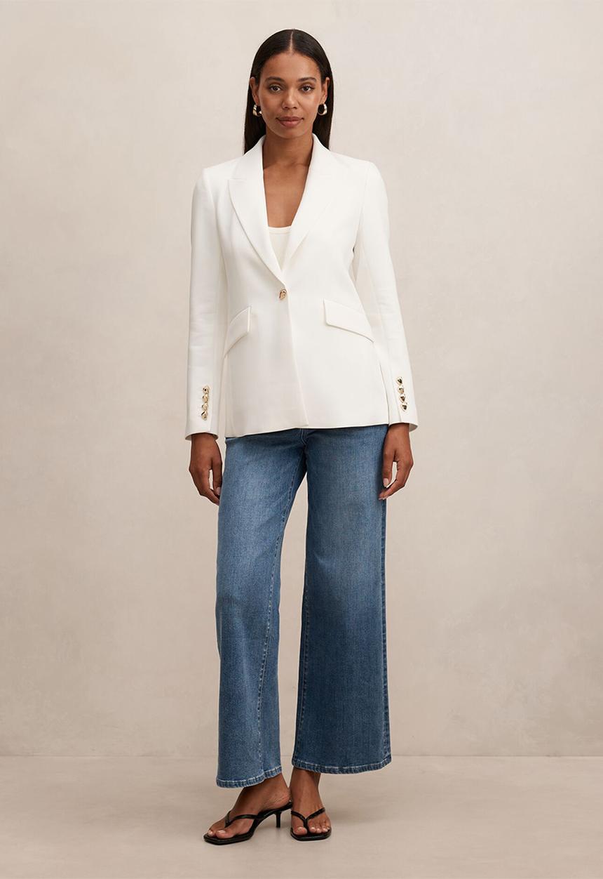 Forever New - Trixie gold button blazer - porcelain