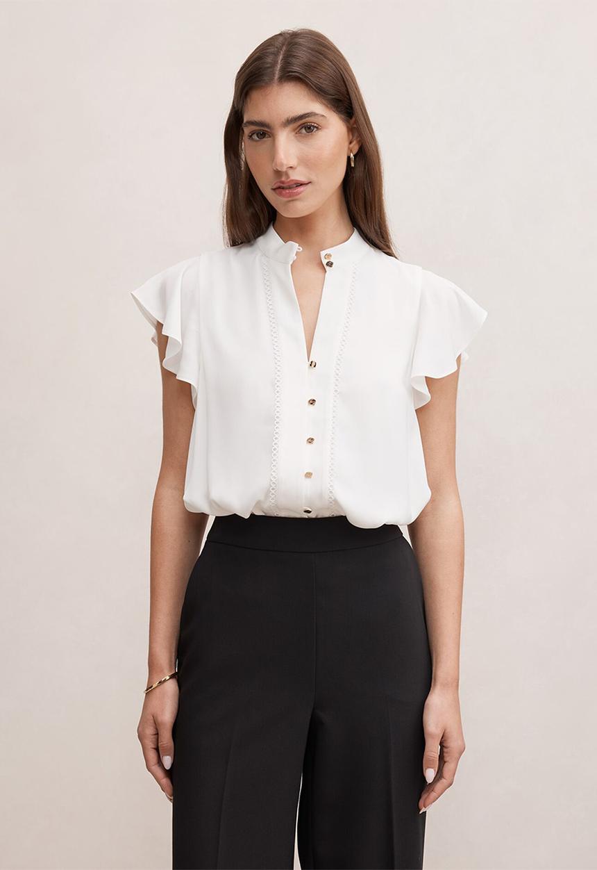 Forever New - Jennie flutter sleeve blouse - porcelain