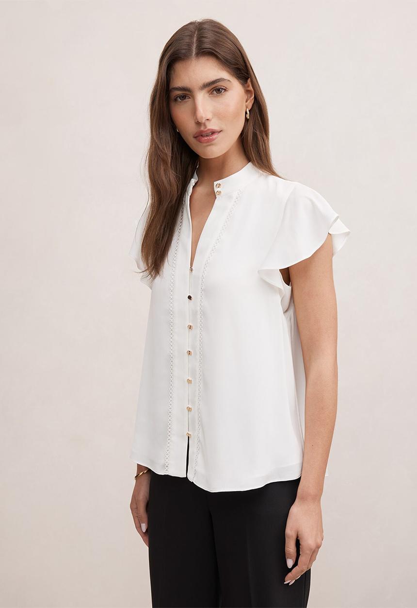 Forever New - Jennie flutter sleeve blouse - porcelain