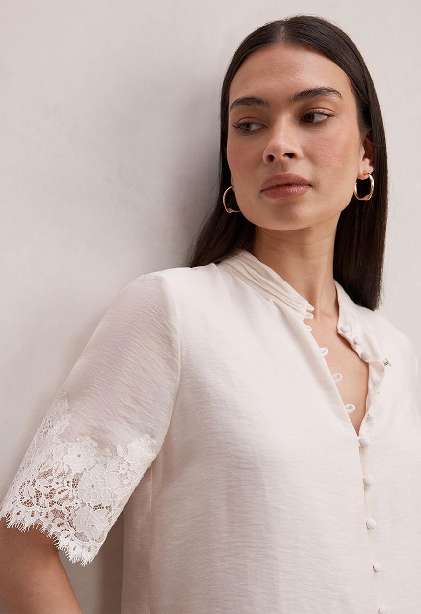 Forever New - Ana lace detail blouse - cream