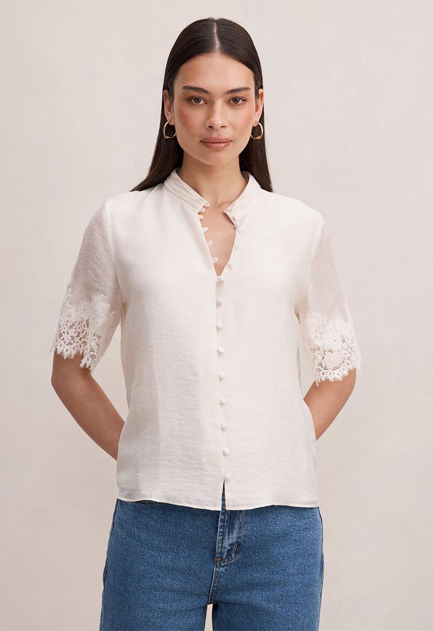 Forever New - Ana lace detail blouse - cream