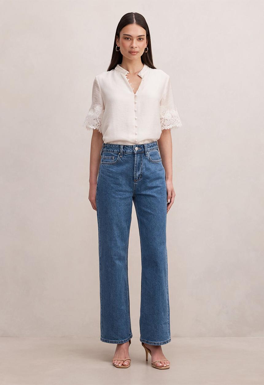 Forever New - Ana lace detail blouse - cream