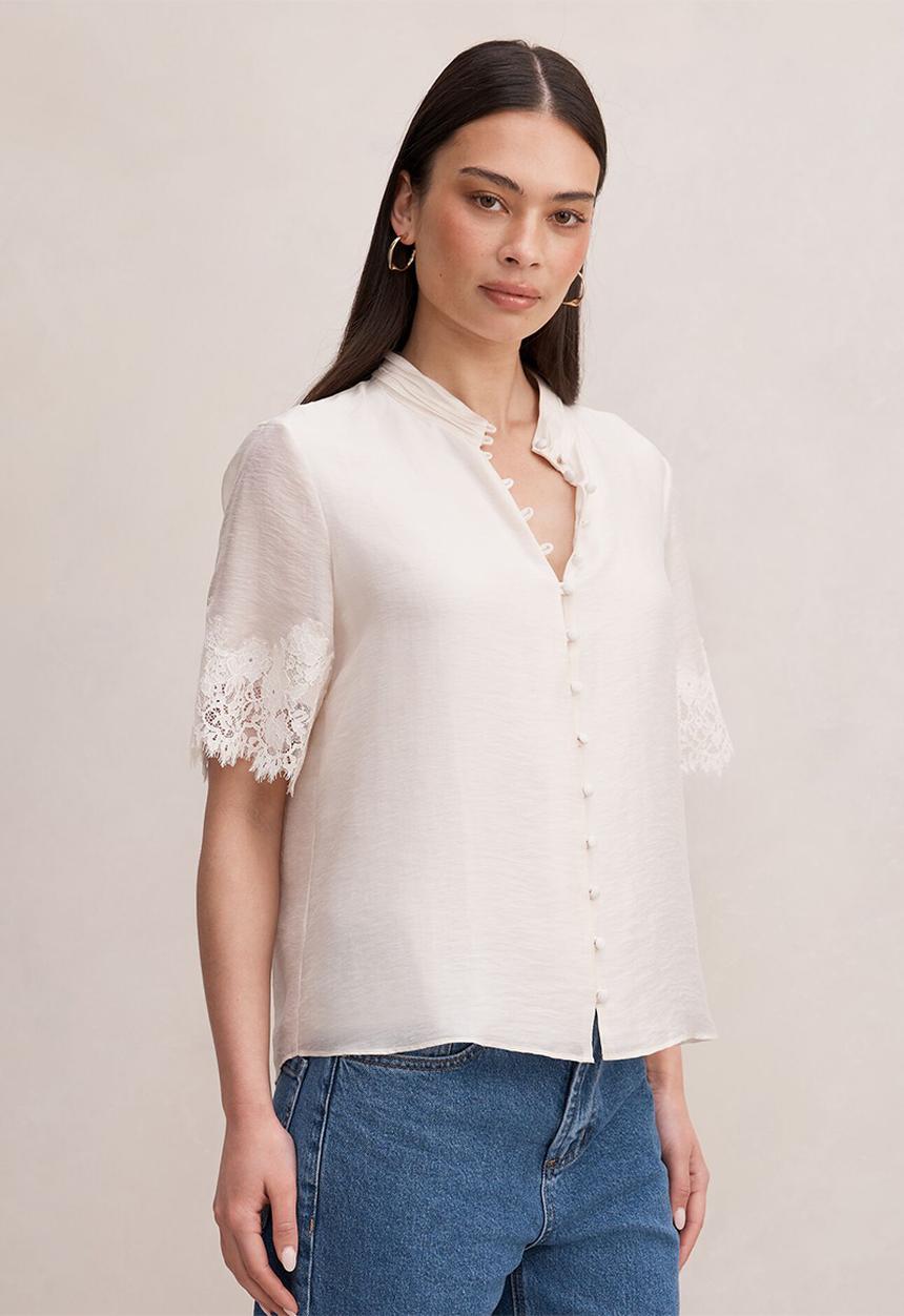 Forever New - Ana lace detail blouse - cream