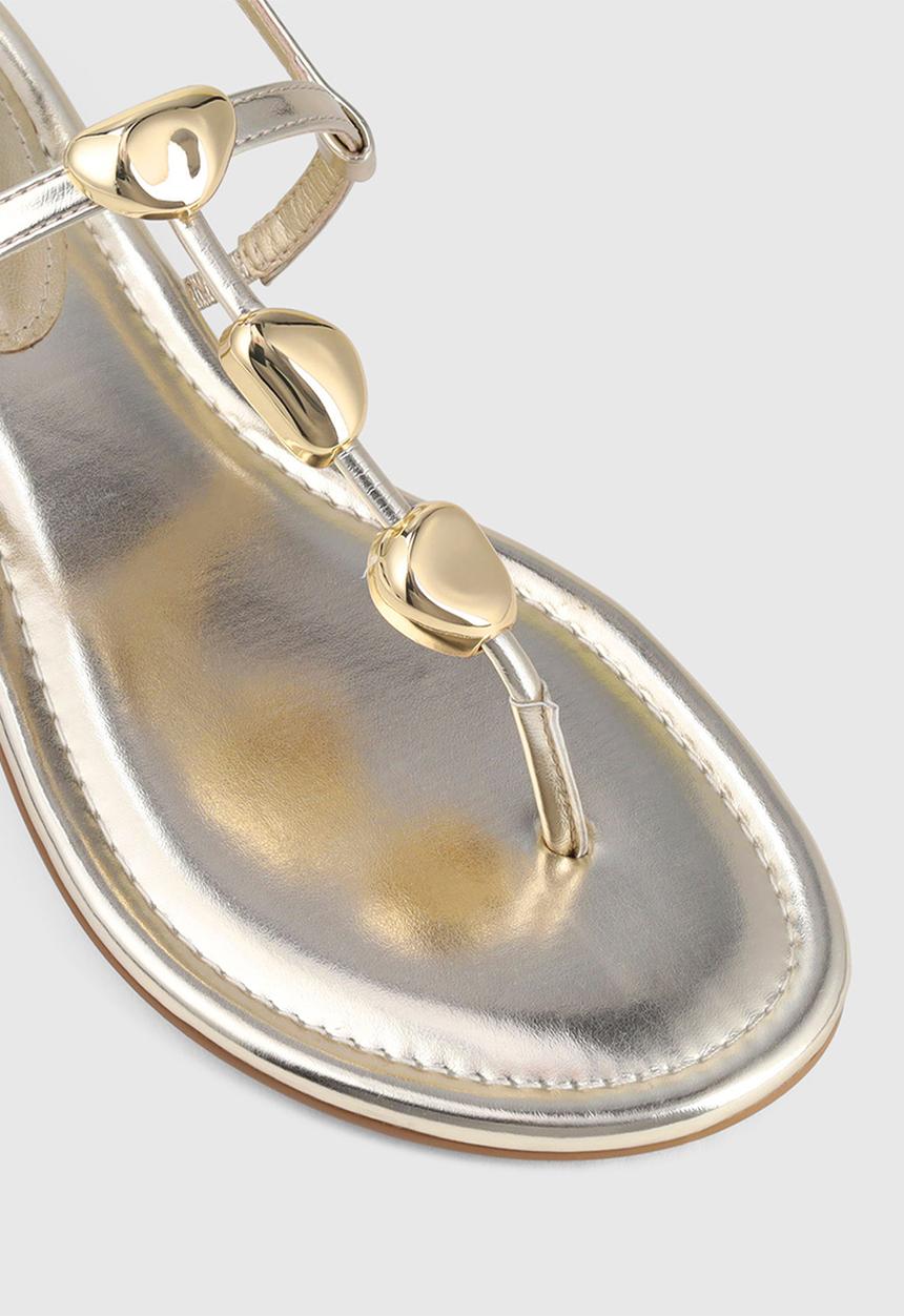 Forever New - Fiona 2 irregular shaped trim flat sandal - gold