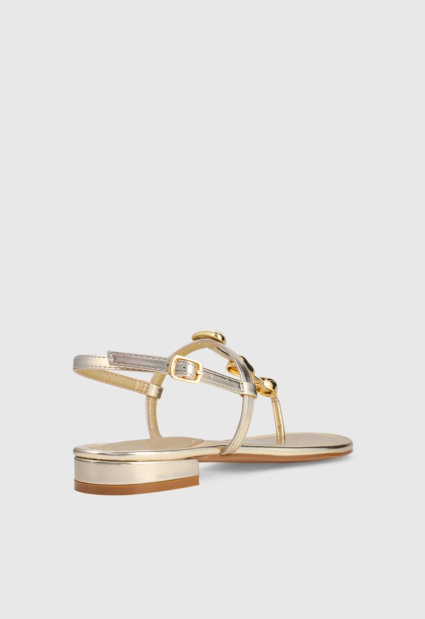 Forever New - Fiona 2 irregular shaped trim flat sandal - gold