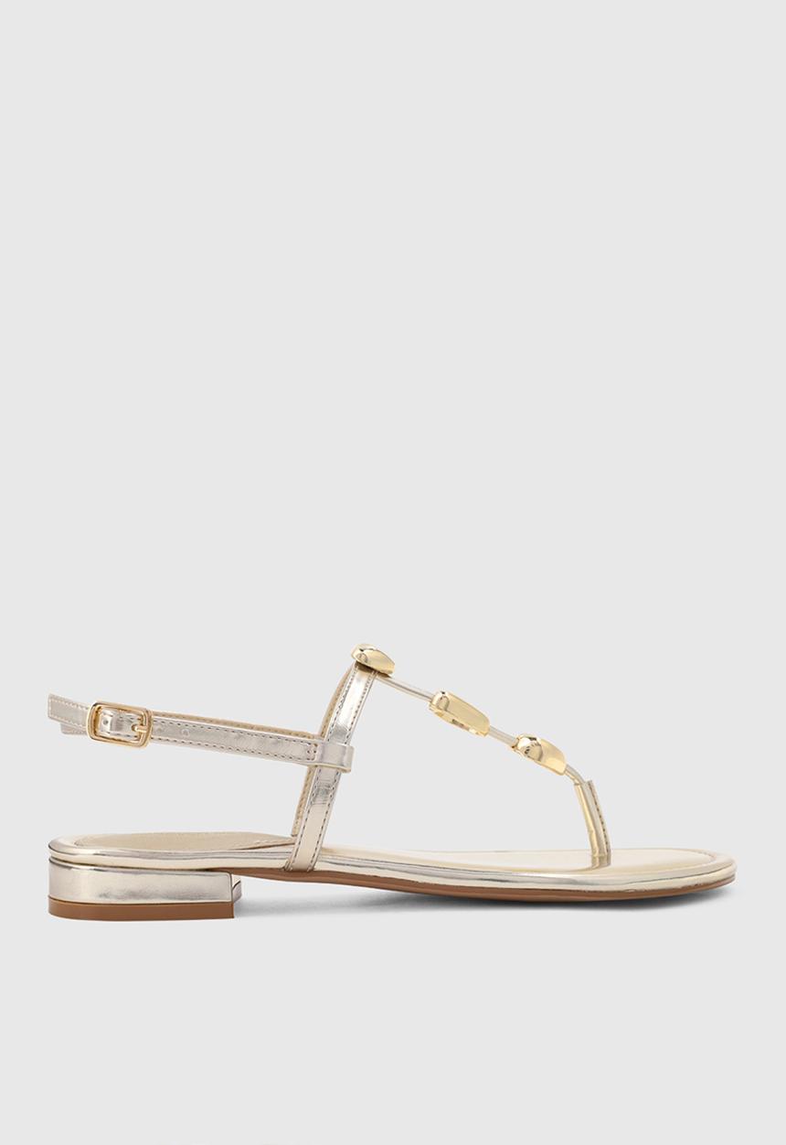 Forever New - Fiona 2 irregular shaped trim flat sandal - gold
