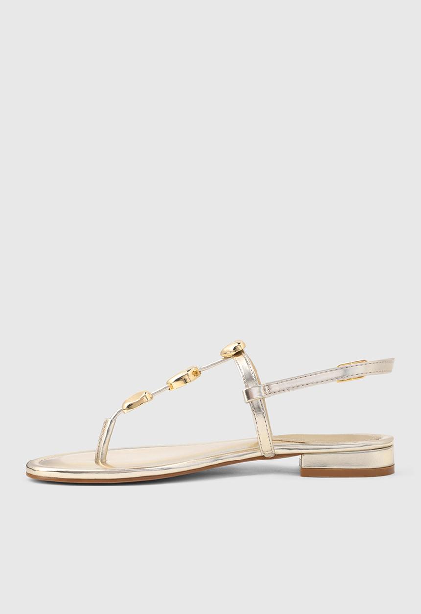 Forever New - Fiona 2 irregular shaped trim flat sandal - gold