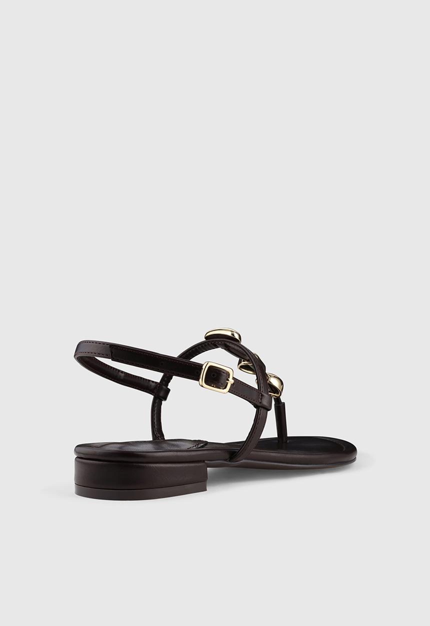 Forever New - Fiona 2 irregular shaped trim flat sandal - chocolate brown