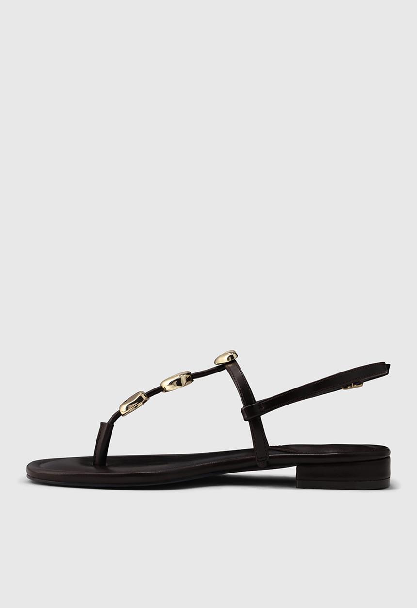 Forever New - Fiona 2 irregular shaped trim flat sandal - chocolate brown