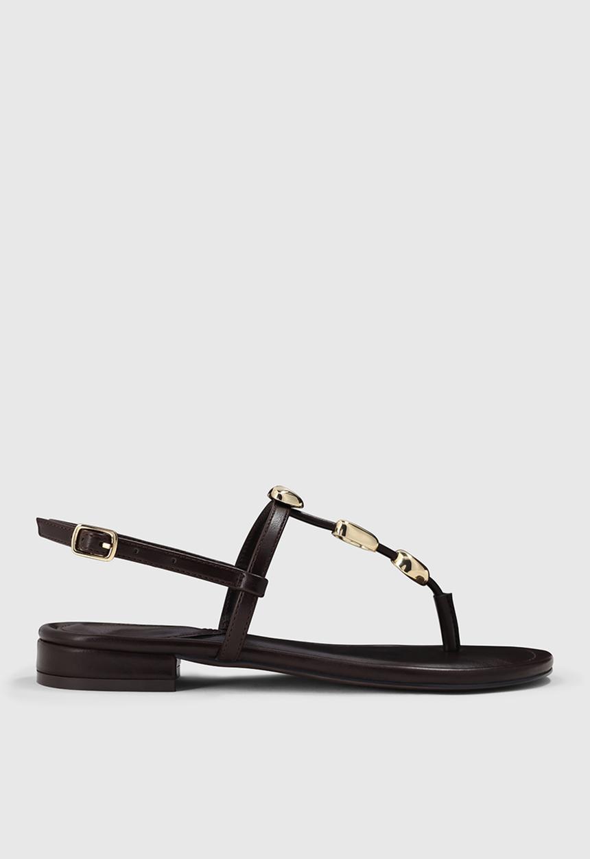 Forever New - Fiona 2 irregular shaped trim flat sandal - chocolate brown