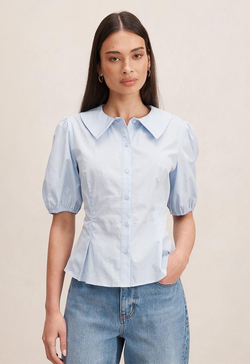 Forever New - Gracie bubble sleeve shirt - soft blue