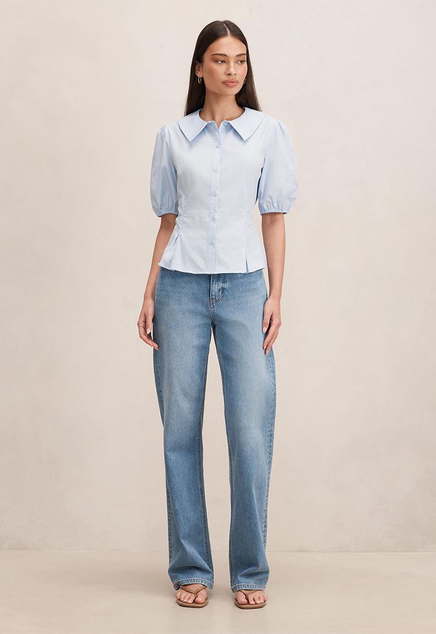 Forever New - Gracie bubble sleeve shirt - soft blue