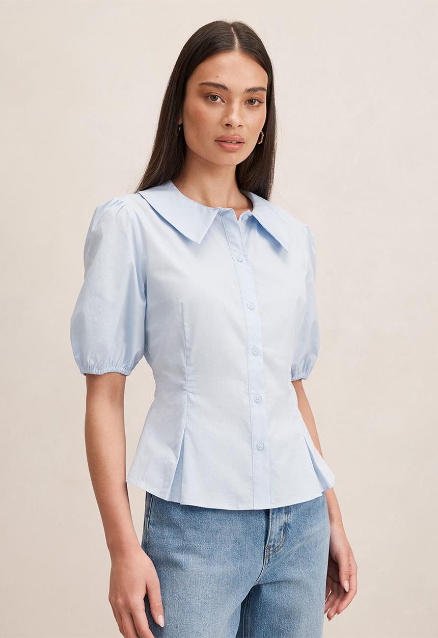 Forever New - Gracie bubble sleeve shirt - soft blue