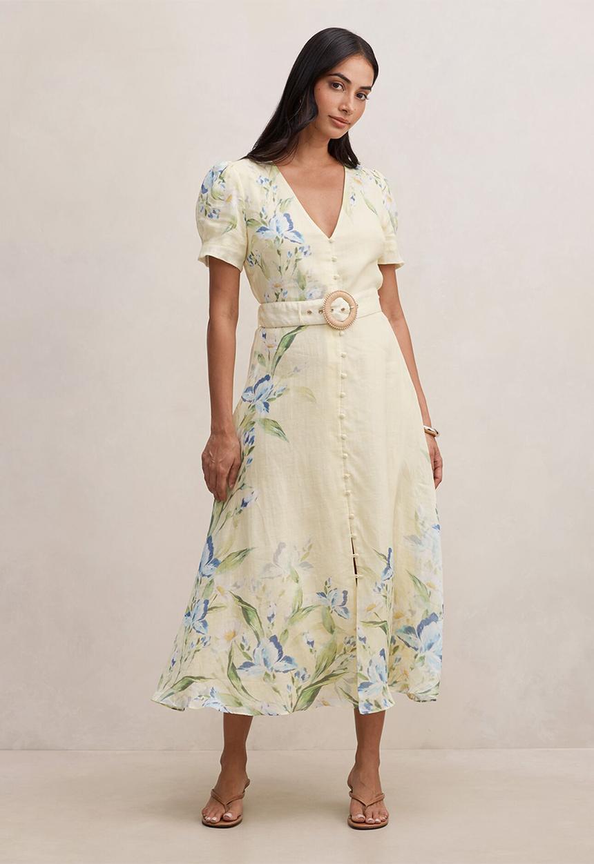 Forever New - Calissa v-neck short sleeve midi dress - light halifax floral