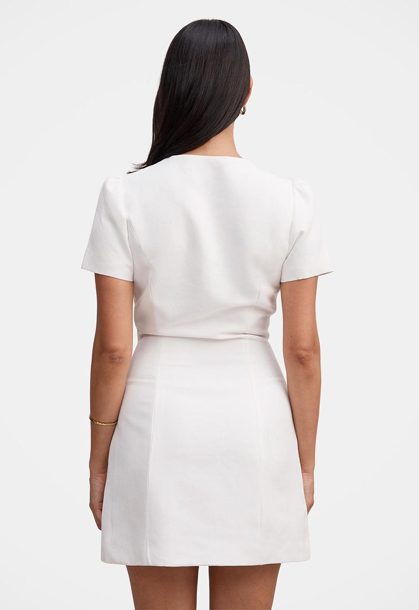 Forever New - Elinda button up linen mini dress - porcelain