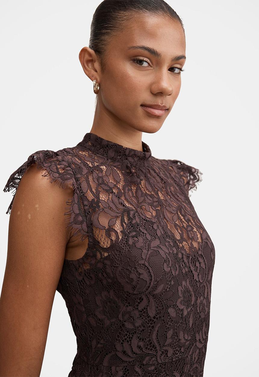 Forever New - Arielle lace midi dress - plum brown