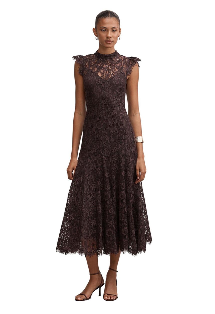 Forever New - Arielle lace midi dress - plum brown