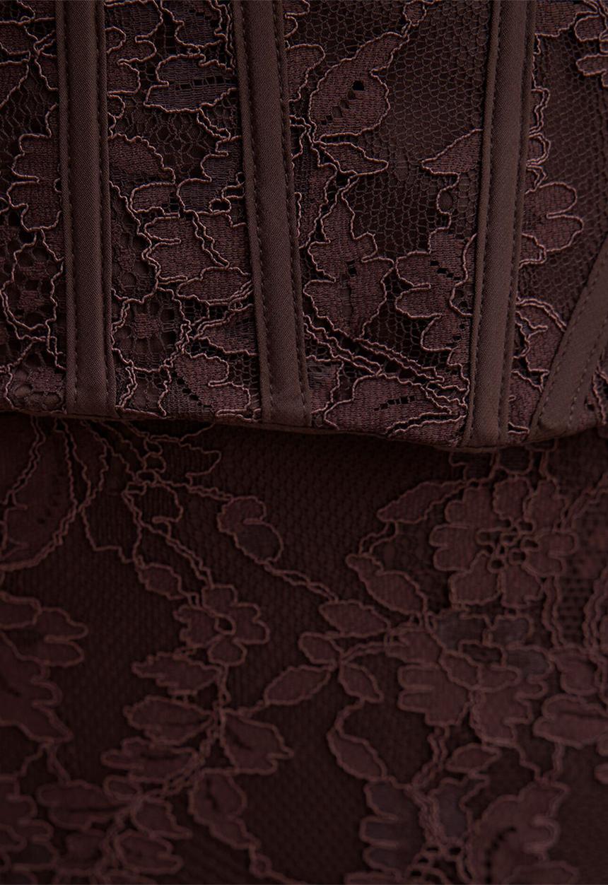 Forever New - Myla lace corset maxi dress - chocolate freckle