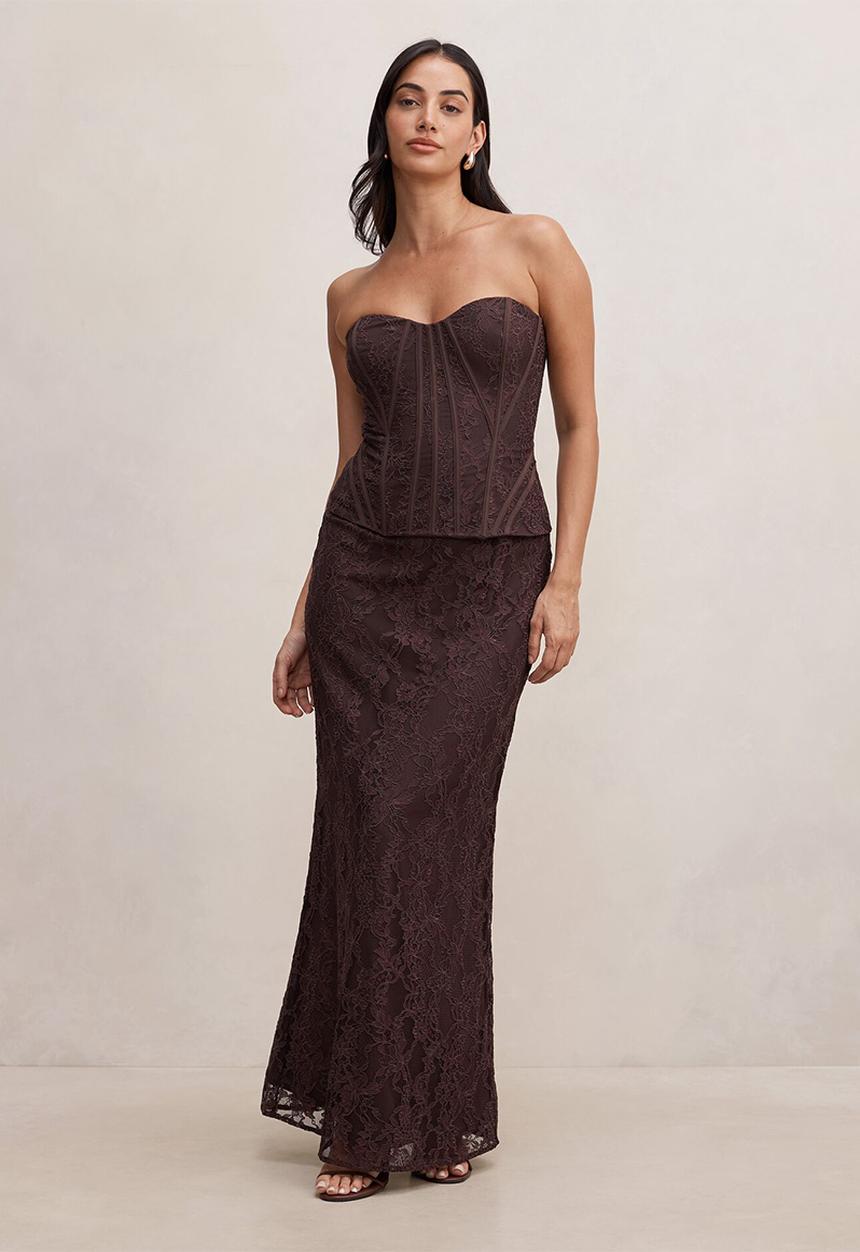 Forever New - Myla lace corset maxi dress - chocolate freckle