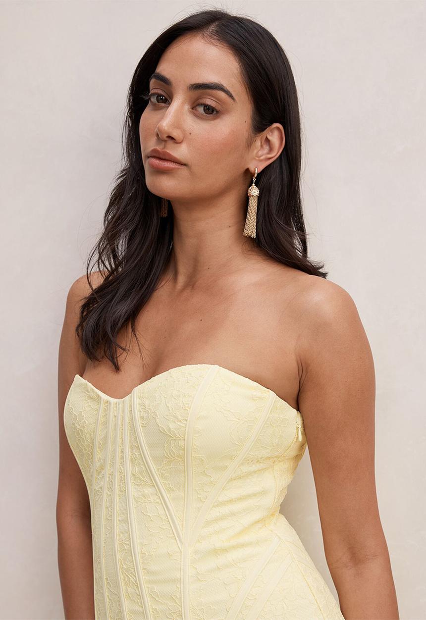 Forever New - Myla lace corset maxi dress - lemon