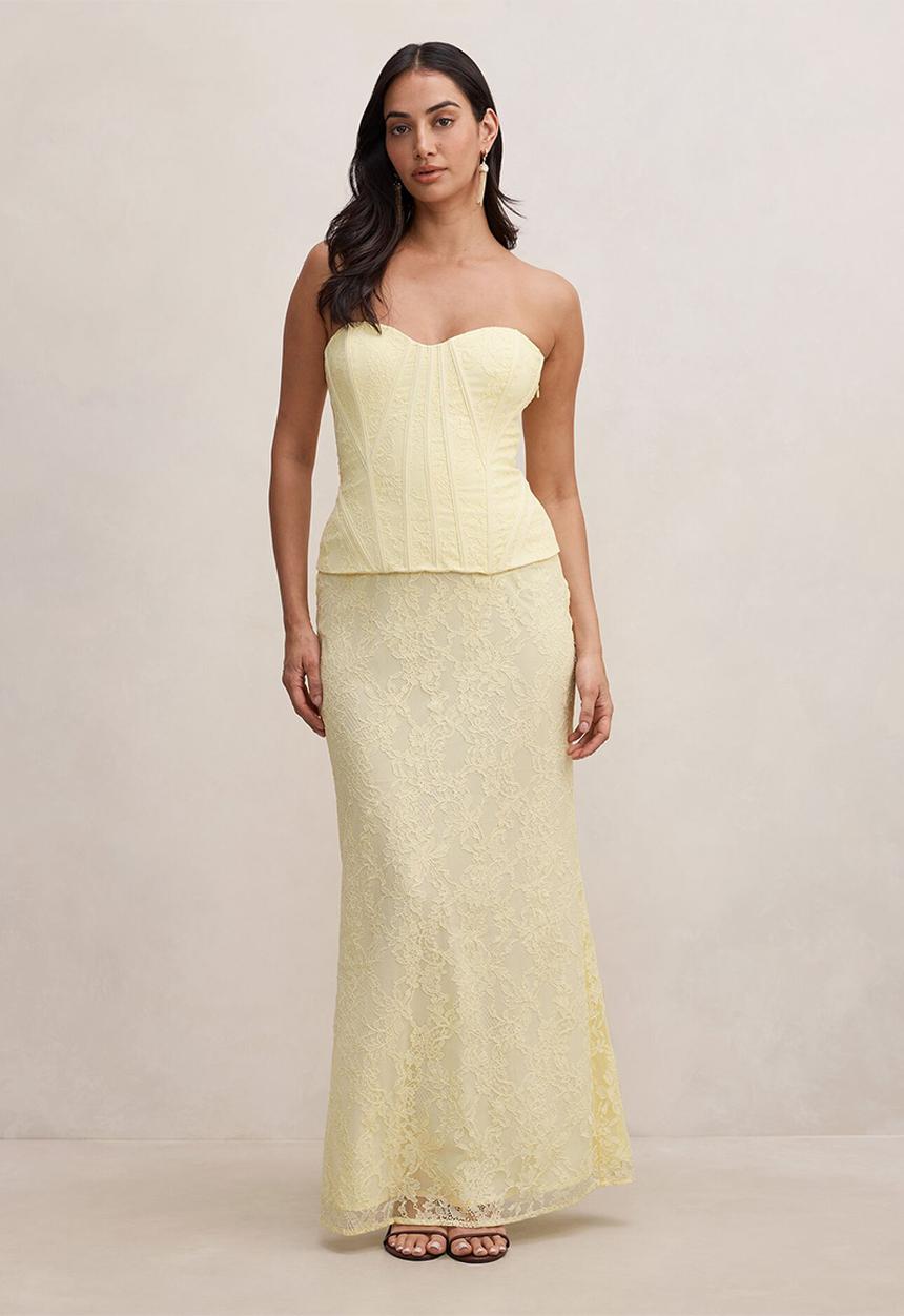 Forever New - Myla lace corset maxi dress - lemon