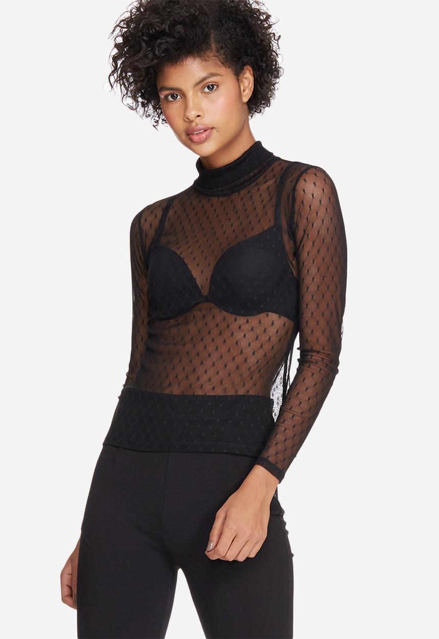 dailyfriday - Dobby mesh turtle neck