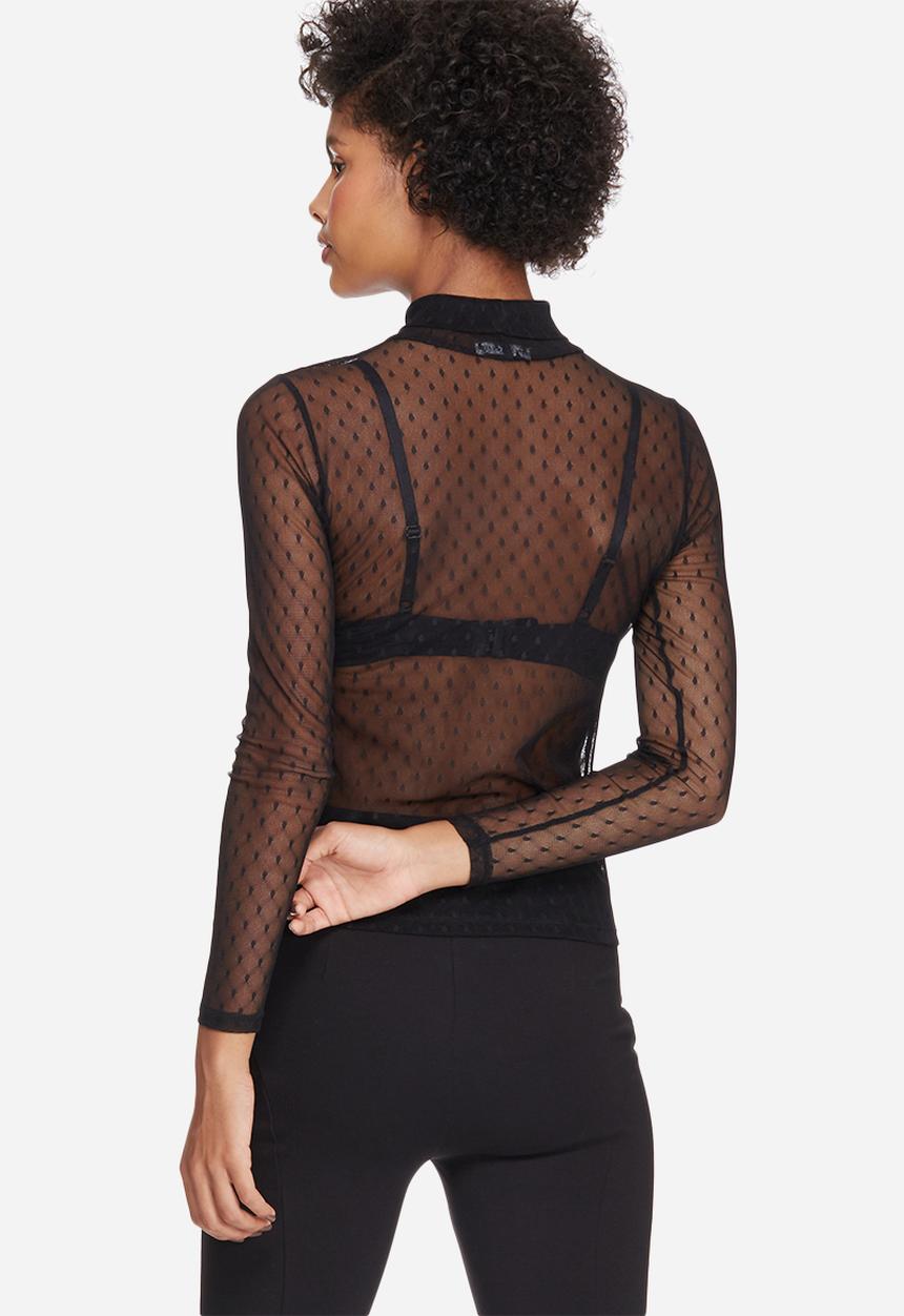 dailyfriday - Dobby mesh turtle neck