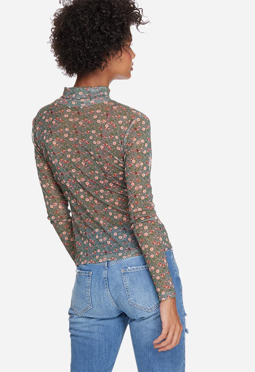 dailyfriday - Printed mesh turtle neck