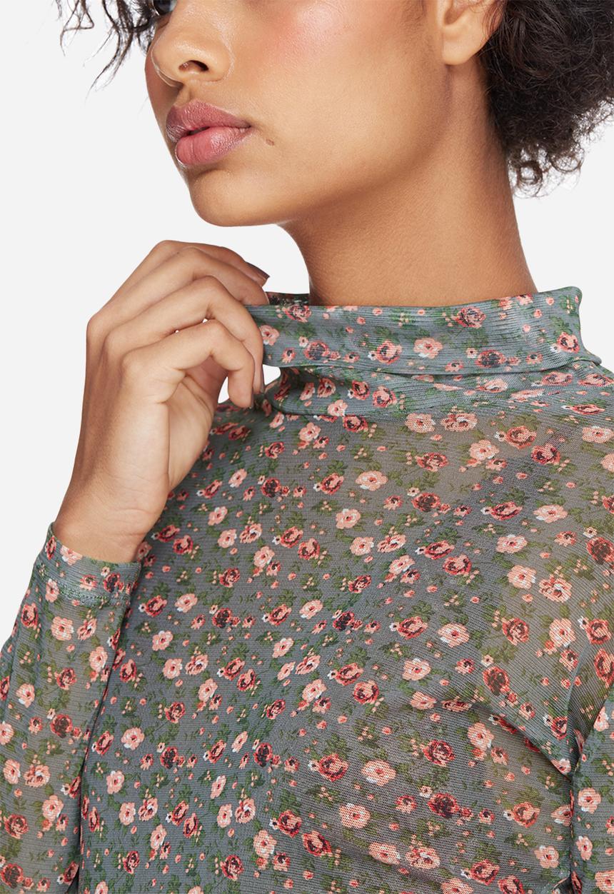 dailyfriday - Printed mesh turtle neck