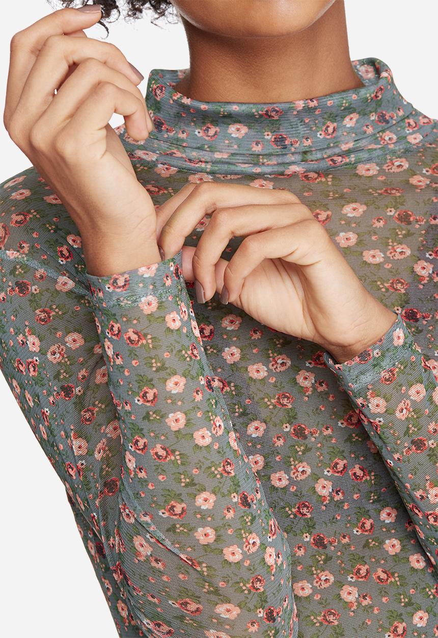 dailyfriday - Printed mesh turtle neck