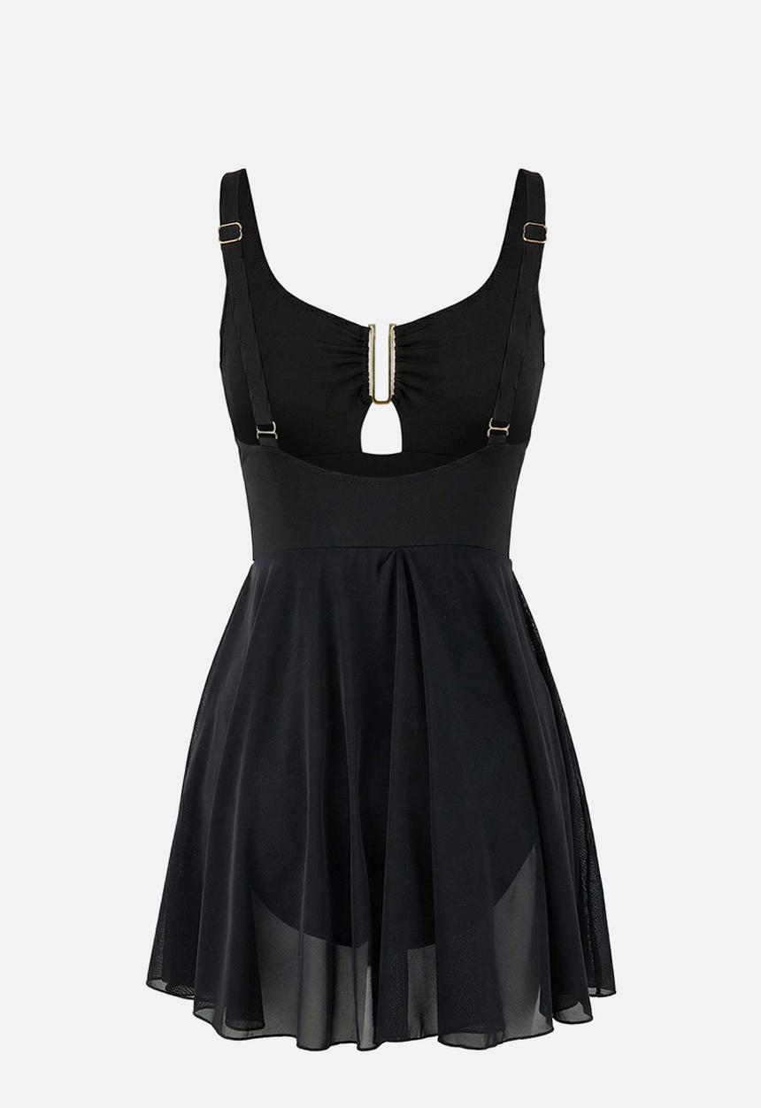 Trendyol - U-neck skirt swimsuit - black