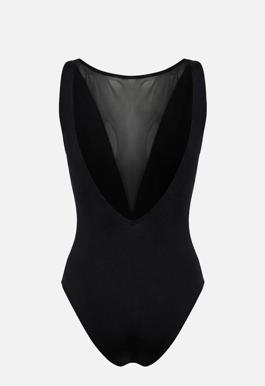 Trendyol - Mesh detailed halter neck swimsuit - black