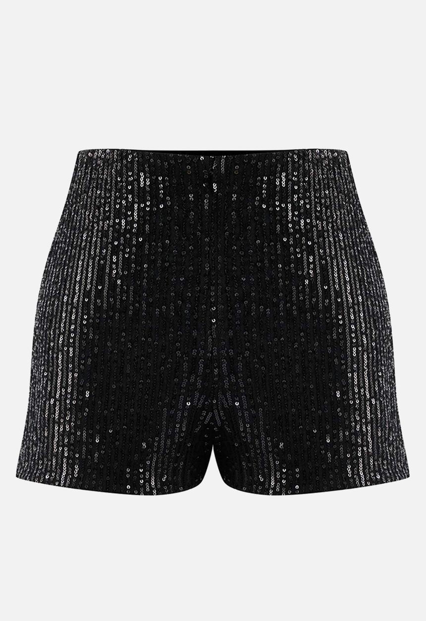 Trendyol - Sequin Knit Mini Shorts - Black