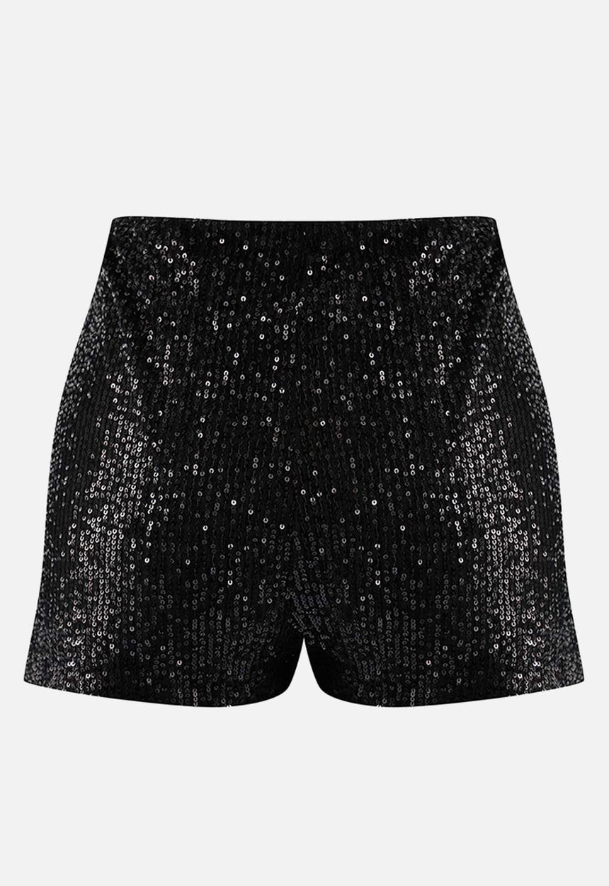 Trendyol - Sequin Knit Mini Shorts - Black