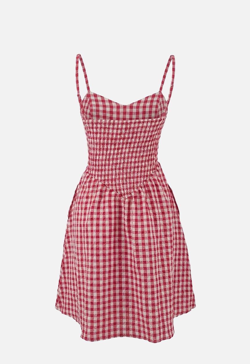 Trendyol - Plaid Mini Beach Dress - Red