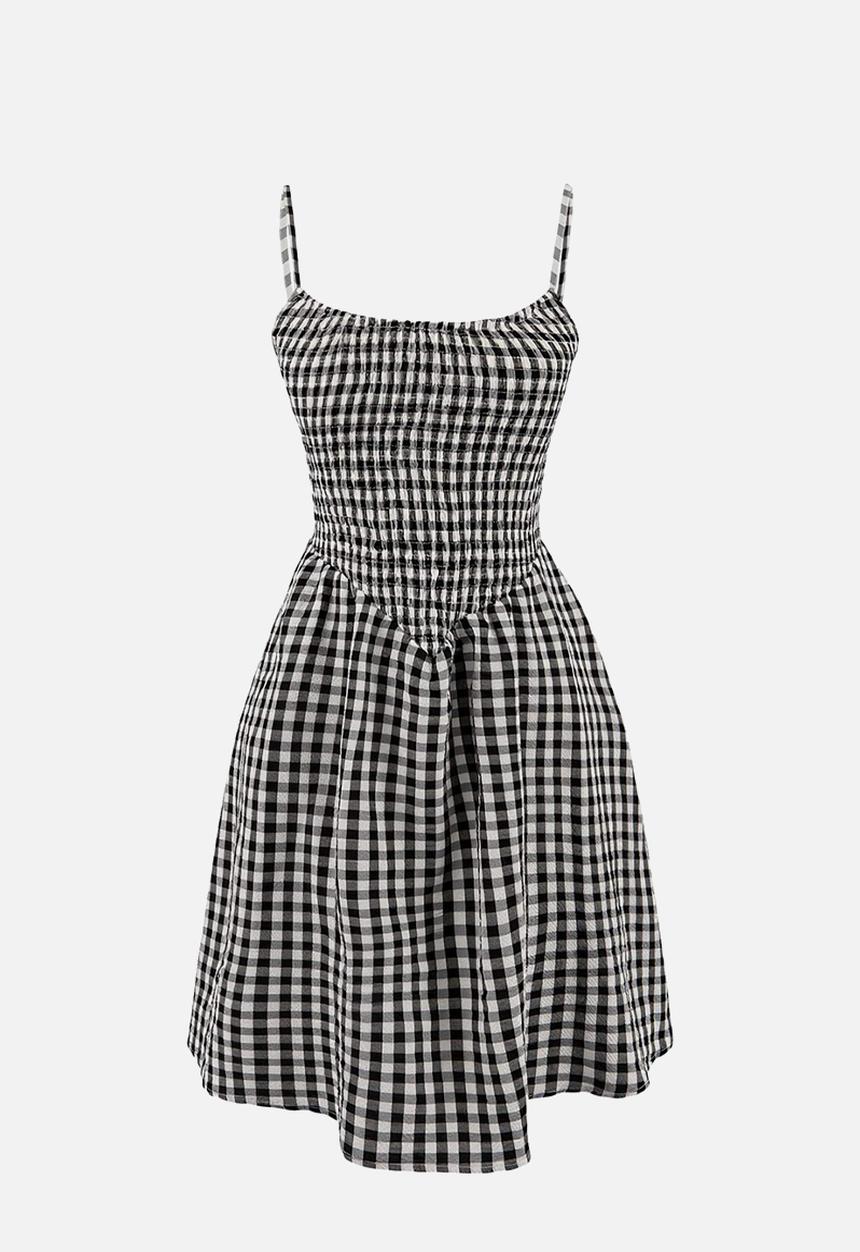 Trendyol - Plaid Mini Beach Dress - Black