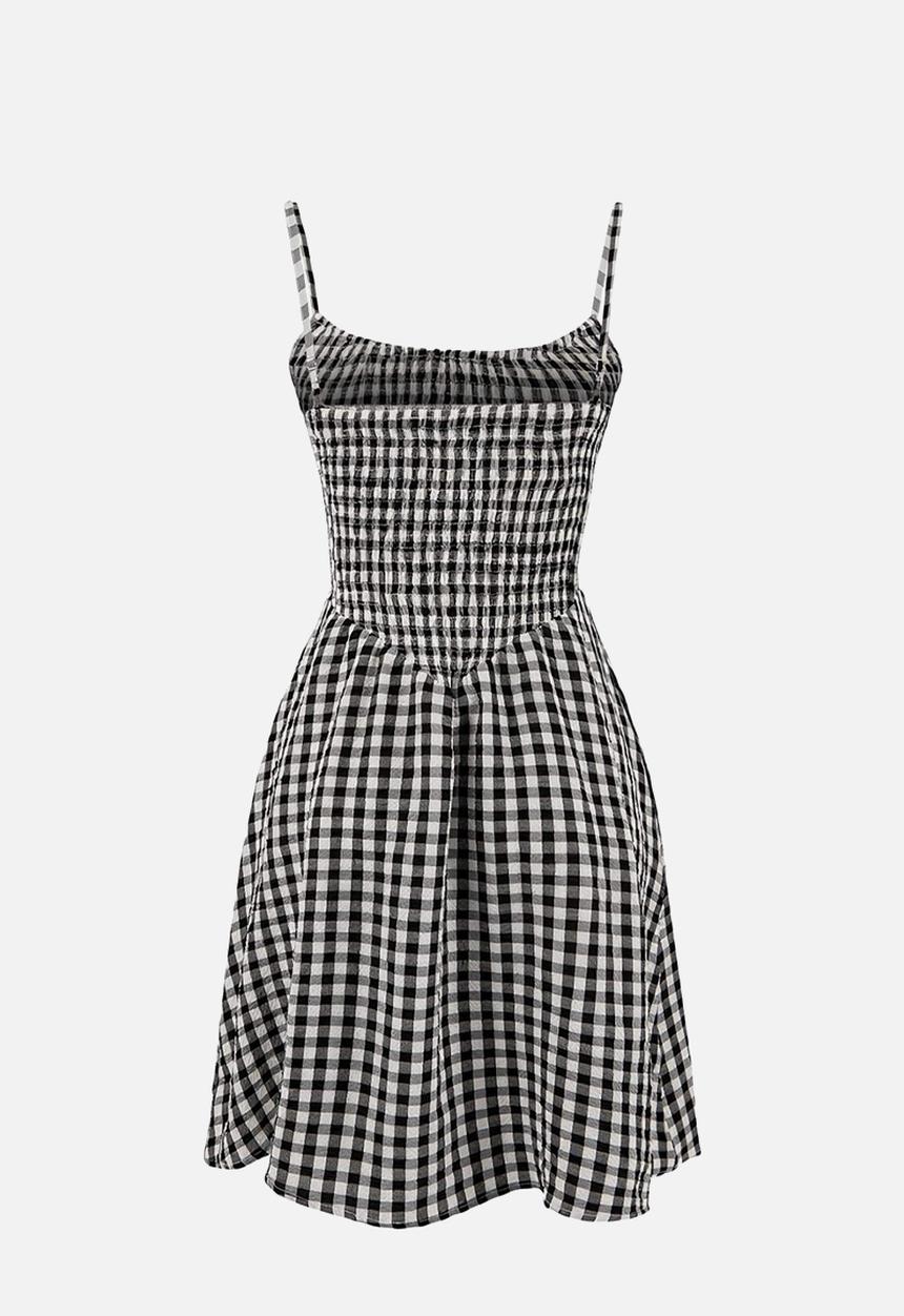 Trendyol - Plaid Mini Beach Dress - Black