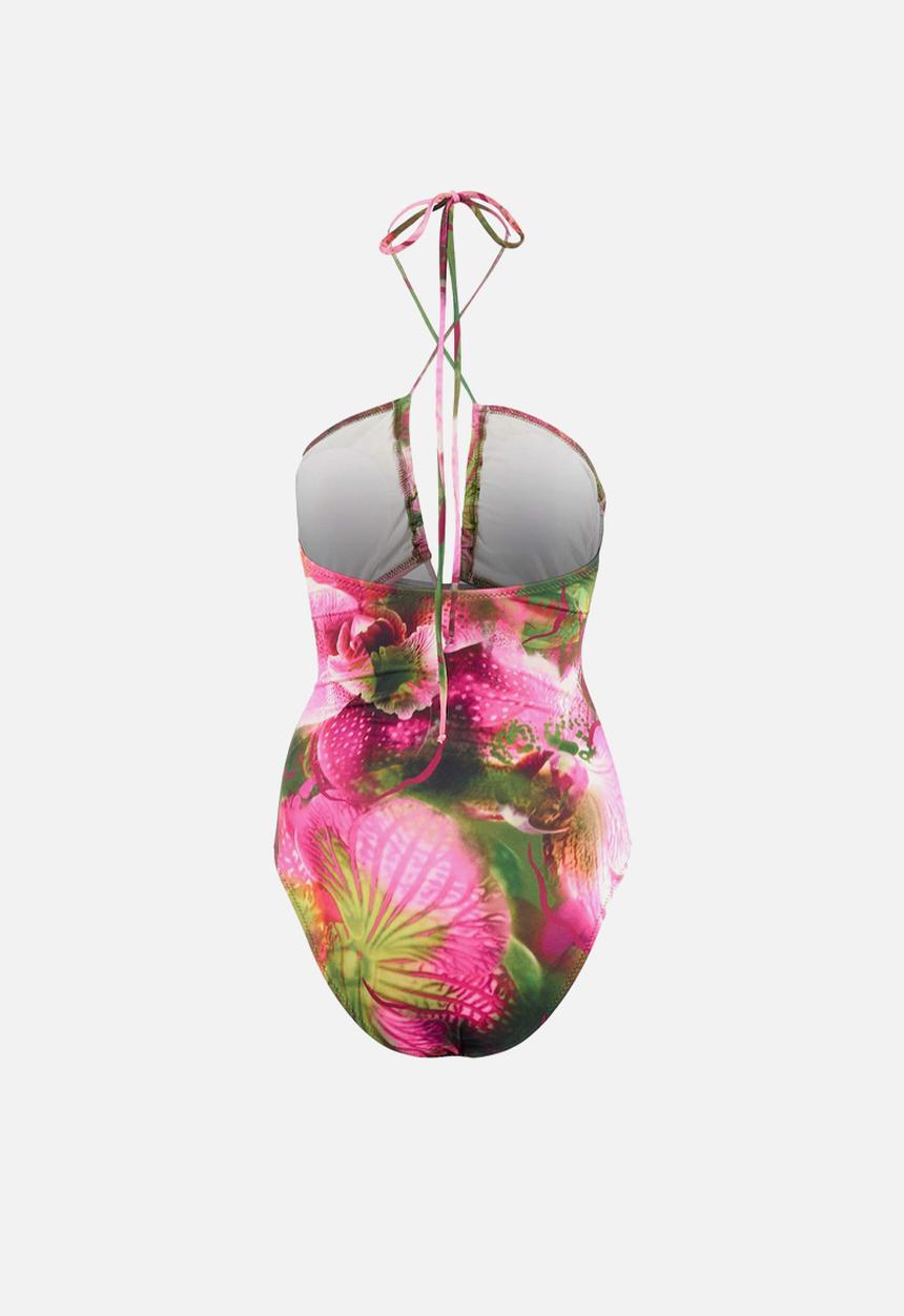 Trendyol - Floral print swimsuit - pink & green