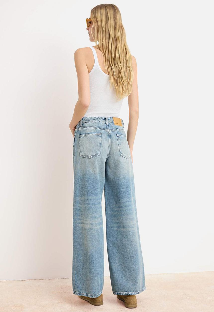 Trendyol - Premium Sustainable High-Waist Wide-Leg Cotton Jeans - Blue